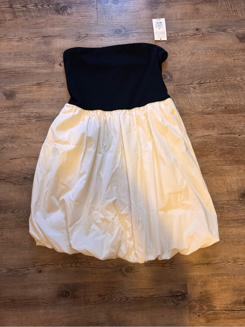 A New Day Black and White Strapless Bubble Hem Mini Dress - Women’s size medium